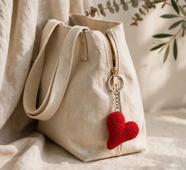 Fluffy Heart Keychain